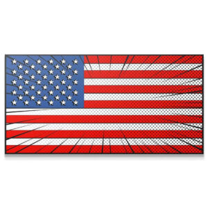 Comic USA Flag Wall Art Close-up of the stars and halftone dots texture on the Comic USA Flag canvas print.