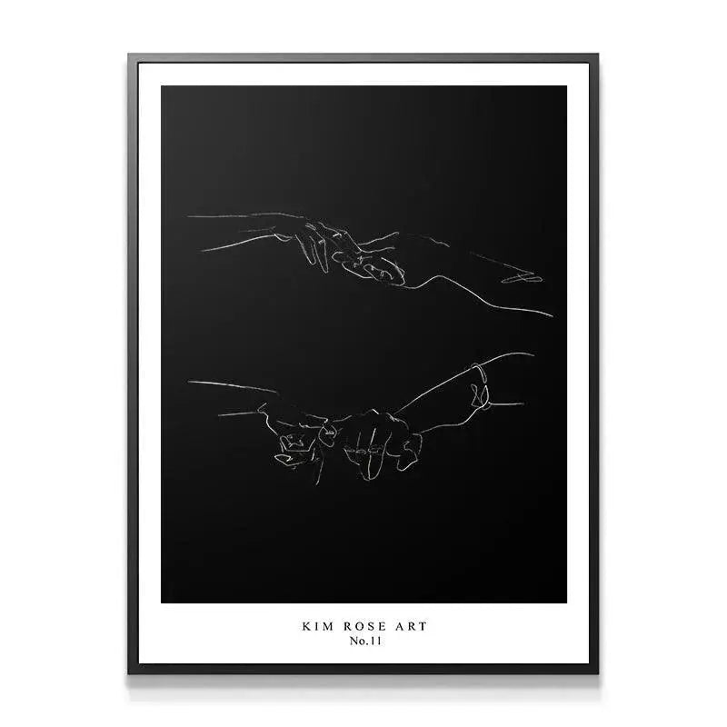 Full vertical perspective of the monochrome 'Connection - Black' print on a gallery wall.