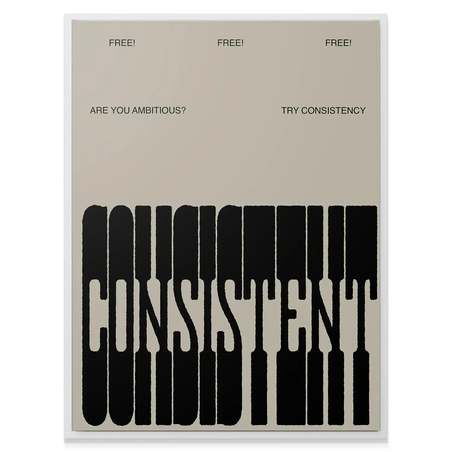 Angled shot of the 'Consistent - Slab' print framed in a modern office setting.