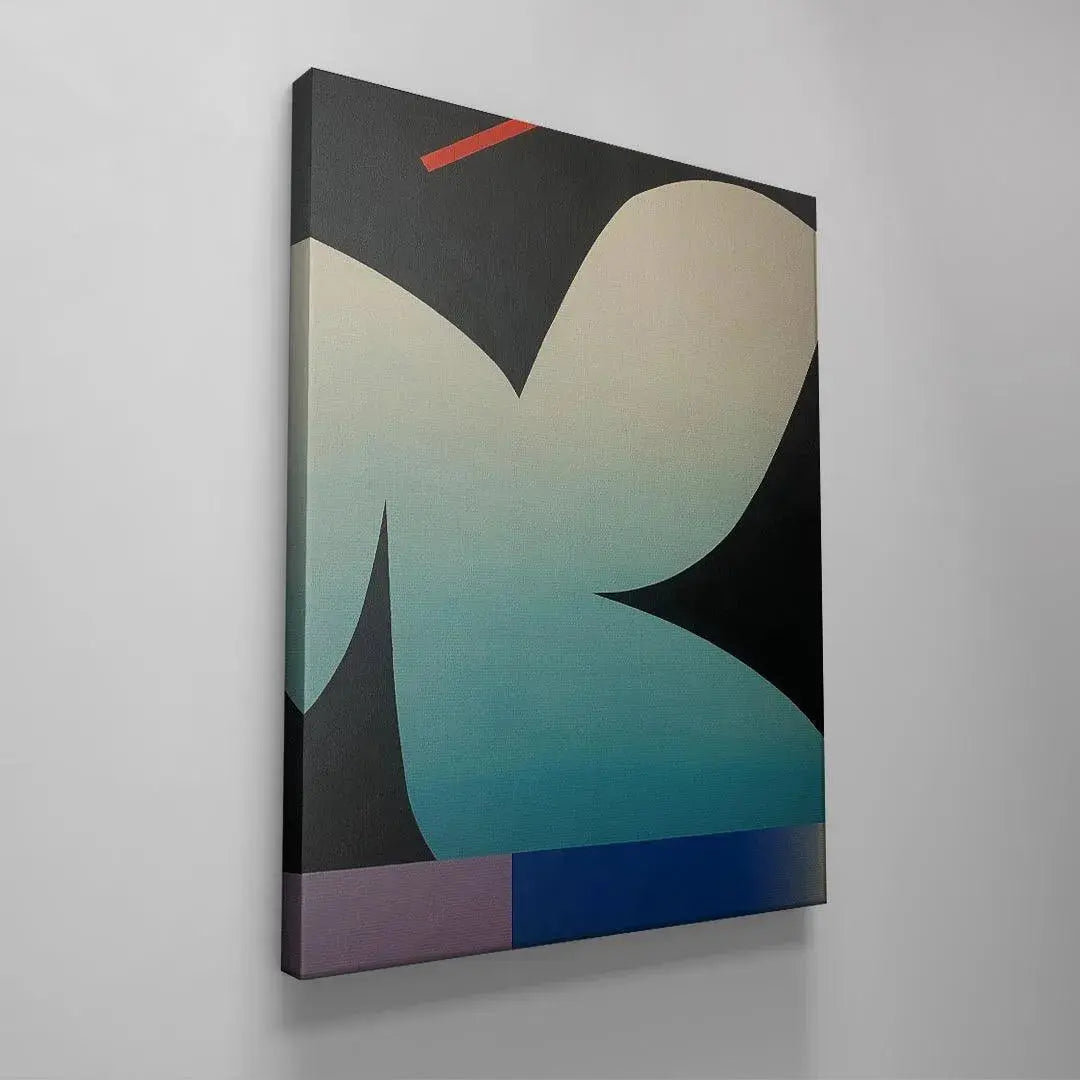 Focus on the sharp black curves contrasting with the main blended shape in "Convergence".