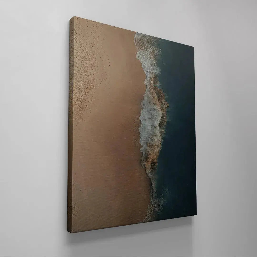 Side angle view of the stretched canvas wrap detailing the quality of the 'Crashed Symmetry' artwork.