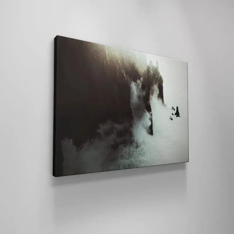 Lifestyle display: Coastal living room setting featuring the Crashing Waves artwork above a sofa.
