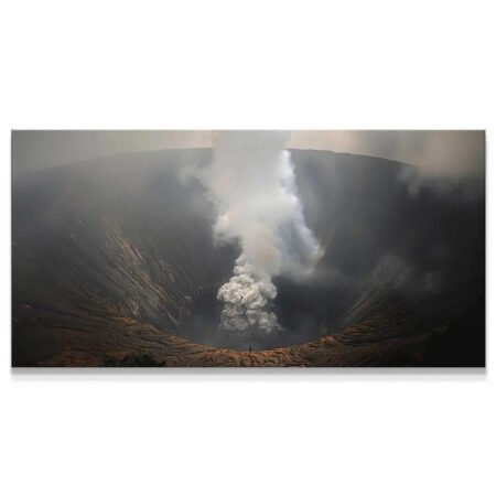 Wide panoramic photograph showing the steep interior walls of a volcanic caldera, known as Crater Edge.