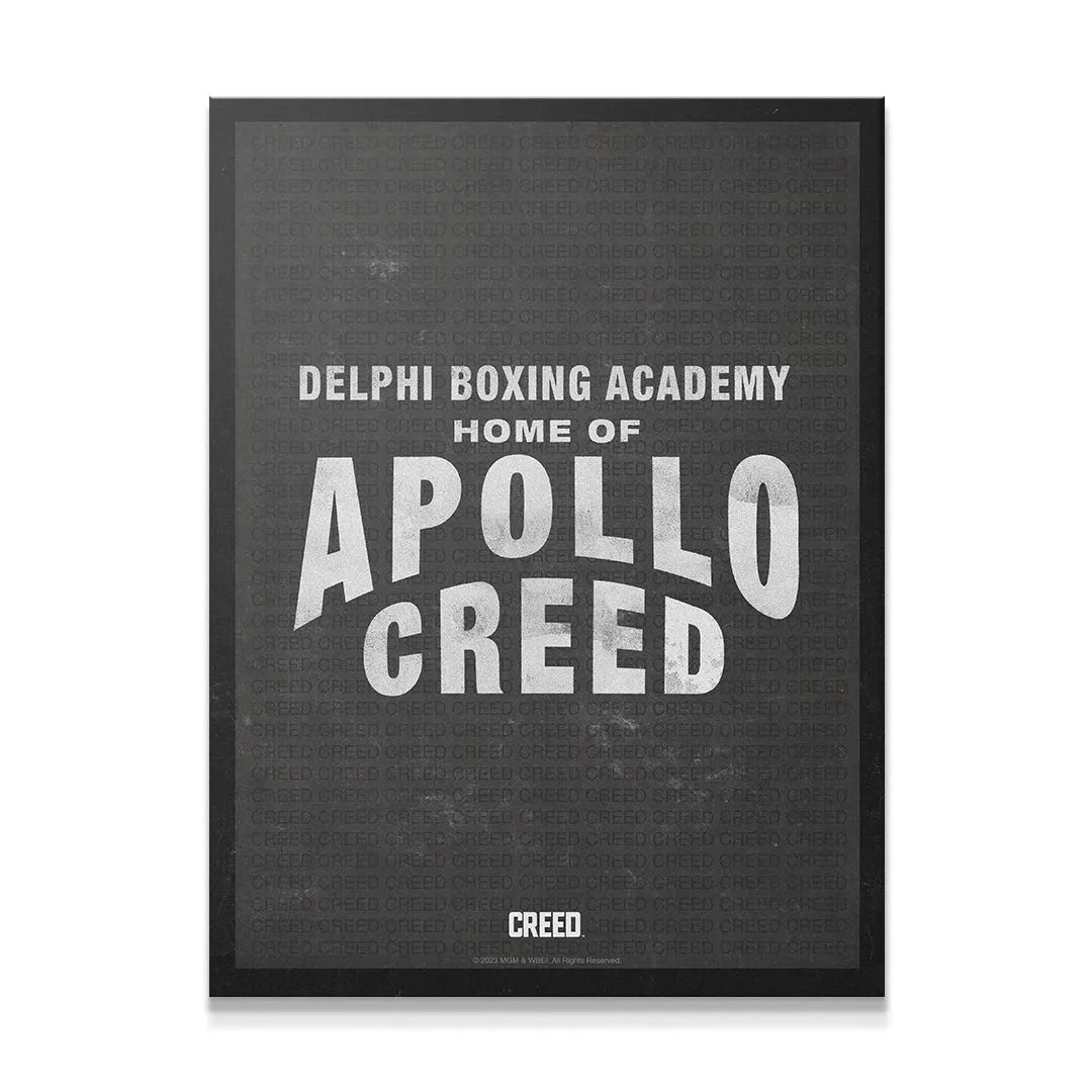 Full view of the 'Creed - Apollo Creed' Delphi Boxing Academy typographic poster art.