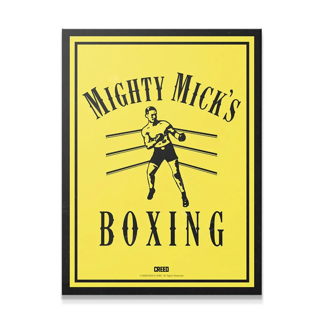 Full straight-on view of the framed Creed - Mighty Micks Boxing wall art hanging in a living space.
