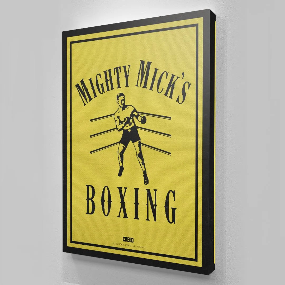 High-resolution detail of the 'CREED' official license mark at the bottom of the Creed - Mighty Micks Boxing graphic.
