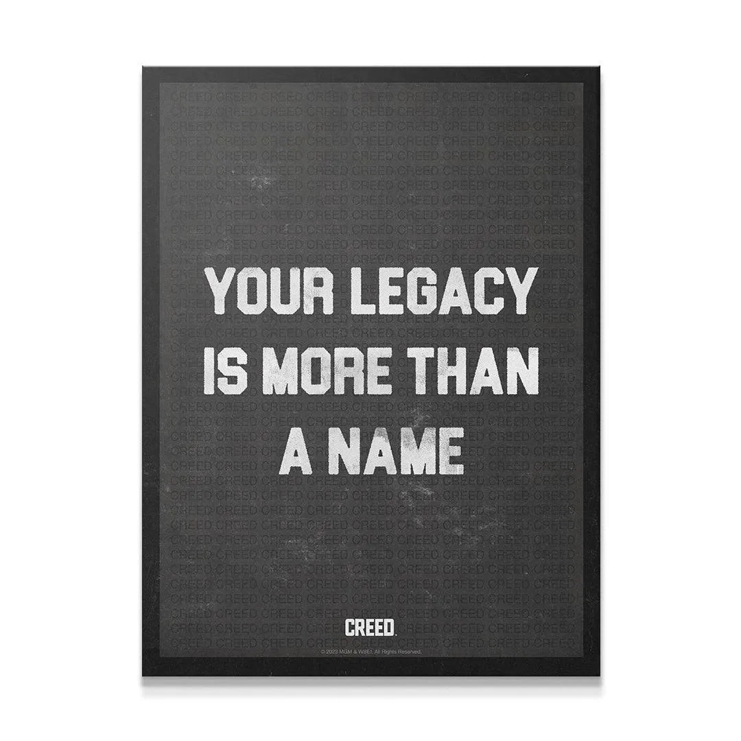 Motivational poster close-up showing texture detail of Creed - More Than A Name artwork.