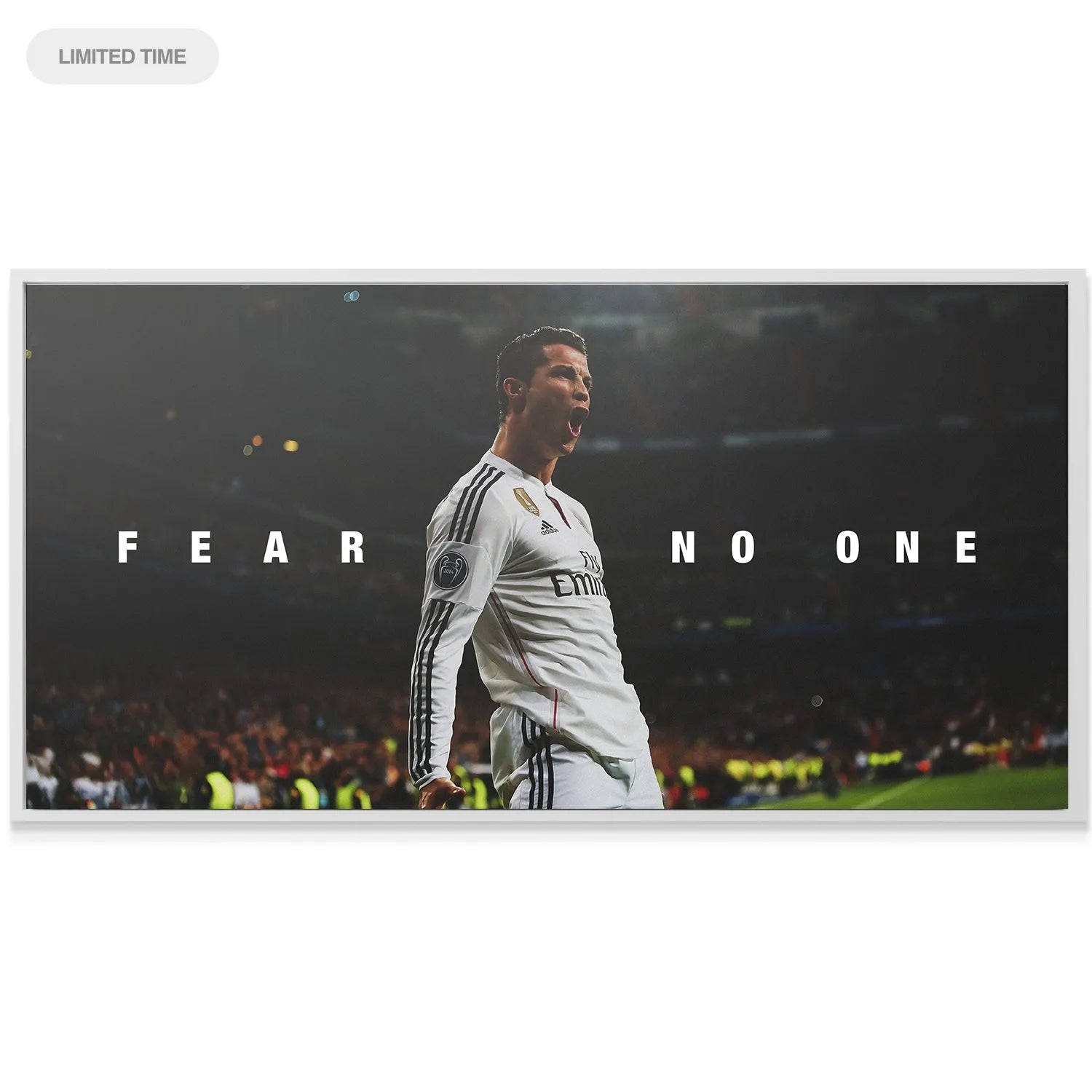 Textured canvas macro shot showcasing the print quality and matte finish of Cristiano Ronaldo - Fear No One.