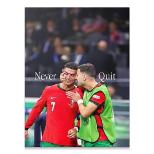 Cristiano Ronaldo – Never Quit Wall Art Close-up portrait of the emotional moment captured in the inspirational Cristiano Ronaldo - Never Quit poster.