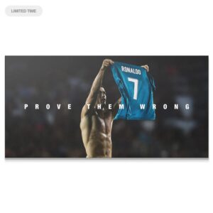 Cristiano Ronaldo – Prove Them Wrong Wall Art Close-up of Ronaldo's intense expression featured in the powerful Cristiano Ronaldo - Prove Them Wrong canvas art.