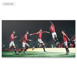 Cristiano Ronaldo – SIU – Sequence Wall Art Wide-angle view of the full five-frame Cristiano Ronaldo - SIU - Sequence captured under intense stadium lights.