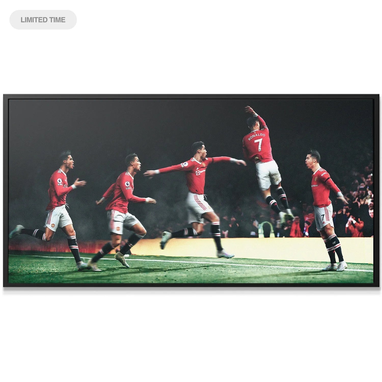 Close-up detail showing the intense focus during the final, airborne stage of the Cristiano Ronaldo - SIU - Sequence.