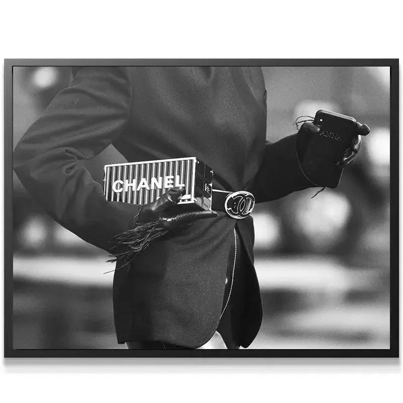 Black and white lifestyle image featuring tailored jacket and leather gloves from the 'Cross Walk' series.