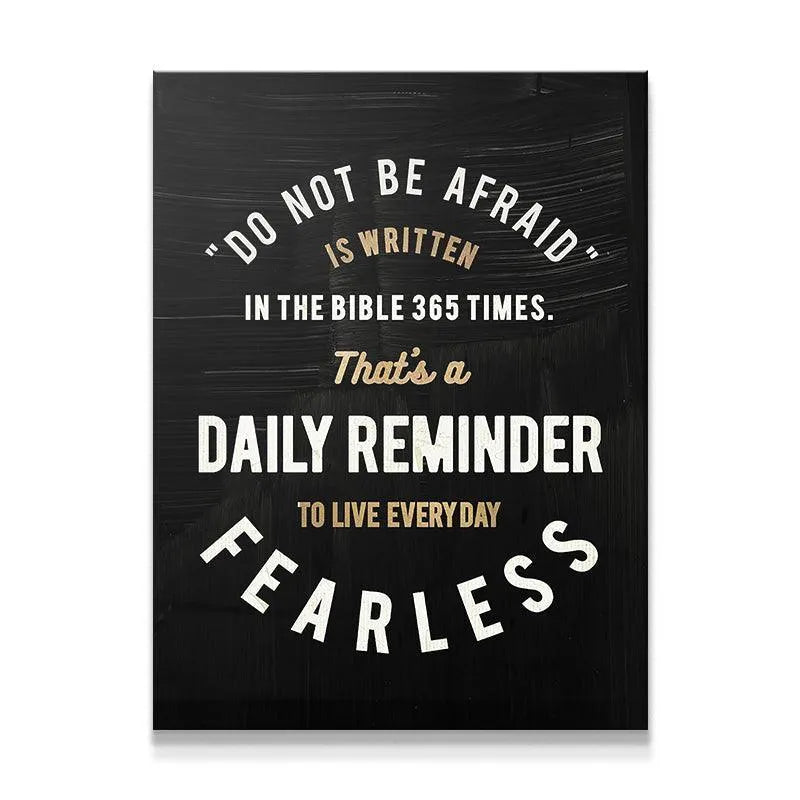 Close-up shot of the chalkboard texture and bold white lettering of the Daily Reminder canvas art.