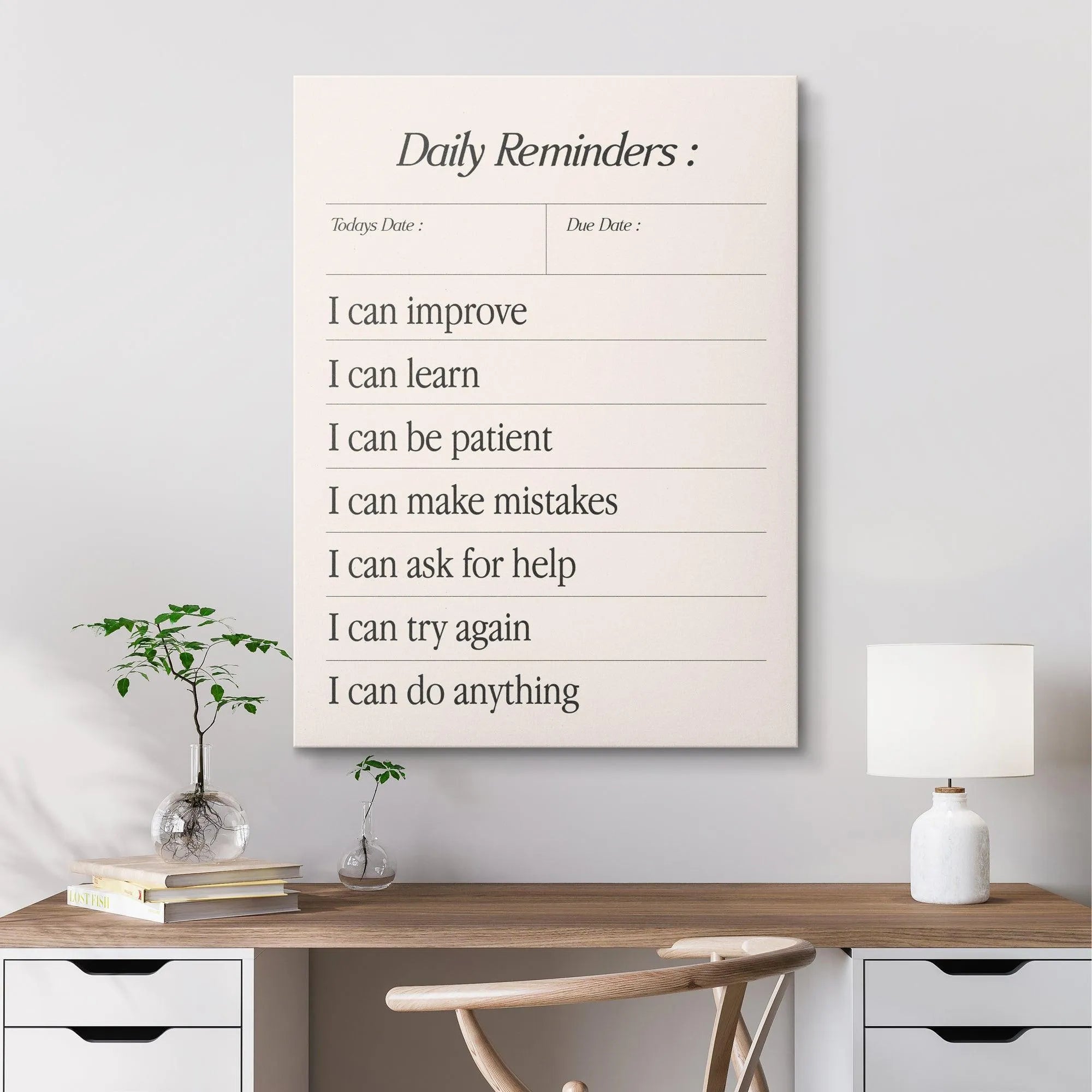 A high-angle perspective showcasing the thickness and stacked pages of the Daily Reminders note block.