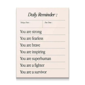 Daily Survivor Wall Art Full overhead studio shot of the minimalist Daily Survivor affirmation notepad design.