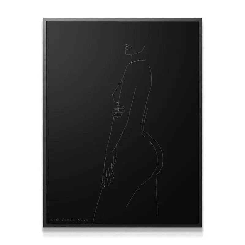 Close-up detail of the arm and hand outline in the figure drawing, Daisy No 25 - Black.