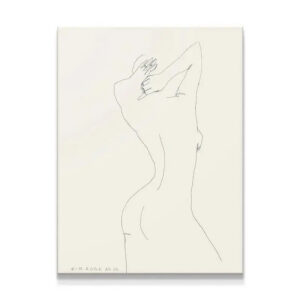 Daisy No 26 – White Wall Art Full view of the minimalist line drawing art print, Daisy No 26 - White, showing the female nude figure.