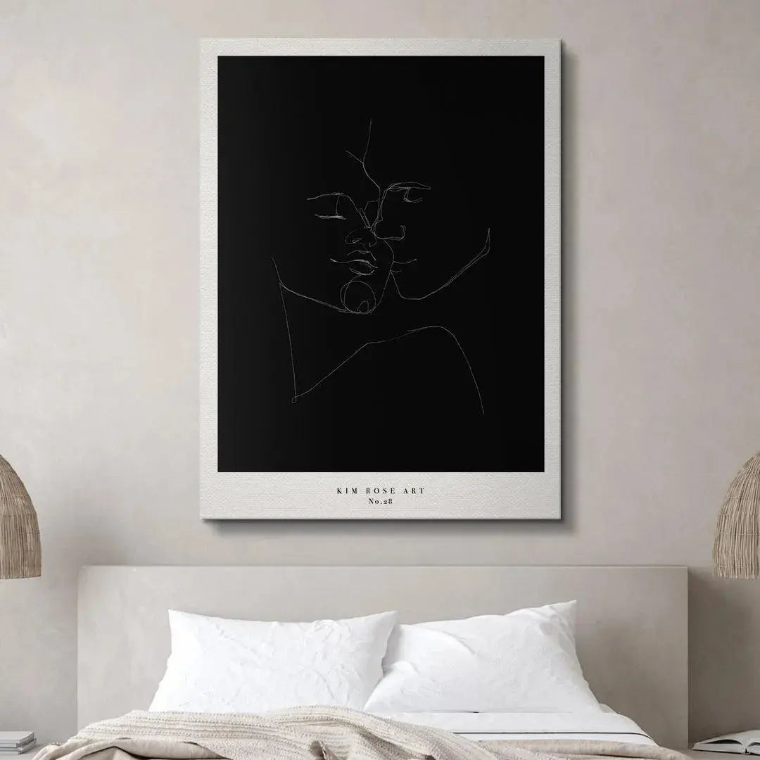 Detail shot focusing solely on the intertwined, intimate facial outlines in Daisy No 28 - Black.