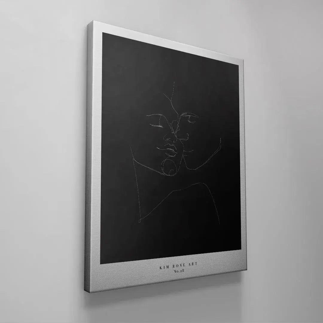 Digital render showcasing the vertical orientation and scale of Daisy No 28 - Black above a furniture piece.