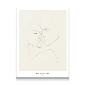 Daisy No 28 – White Wall Art Close-up of the tender embrace featured in the continuous line art, Daisy No 28 - White.