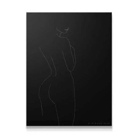 Close-up view of the torso curvature in the Daisy No 29 - Black line drawing.