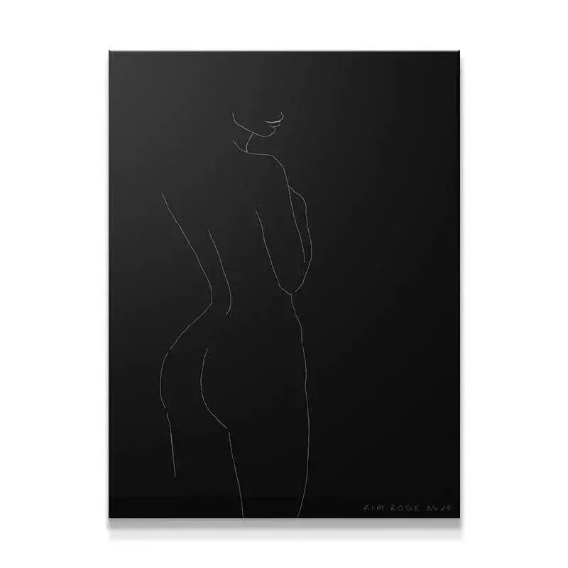 Close-up view of the torso curvature in the Daisy No 29 - Black line drawing.
