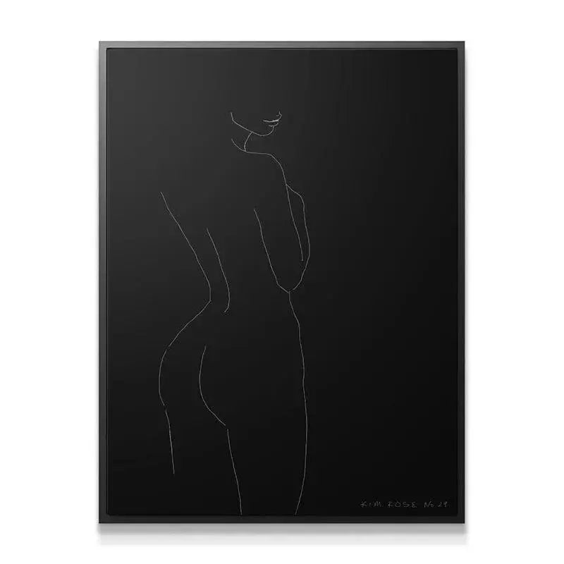 Full vertical shot of the minimalist female figure artwork, Daisy No 29 - Black.