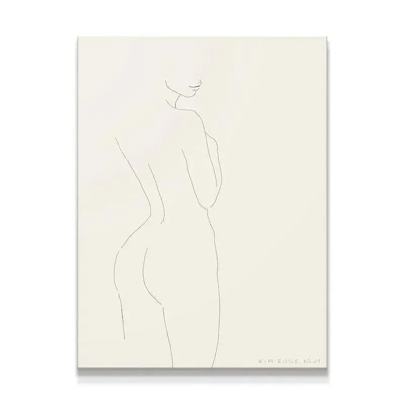 Full view of the minimalist figurative line art print, Daisy No 29 - White.