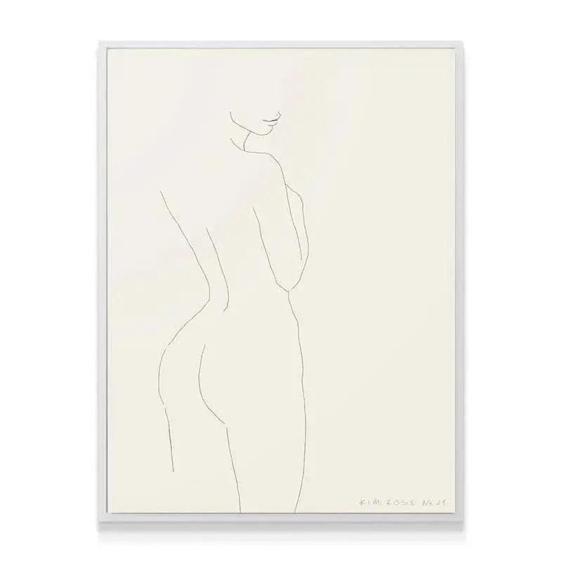 Lifestyle shot of Daisy No 29 - White displayed above a modern bedside table.