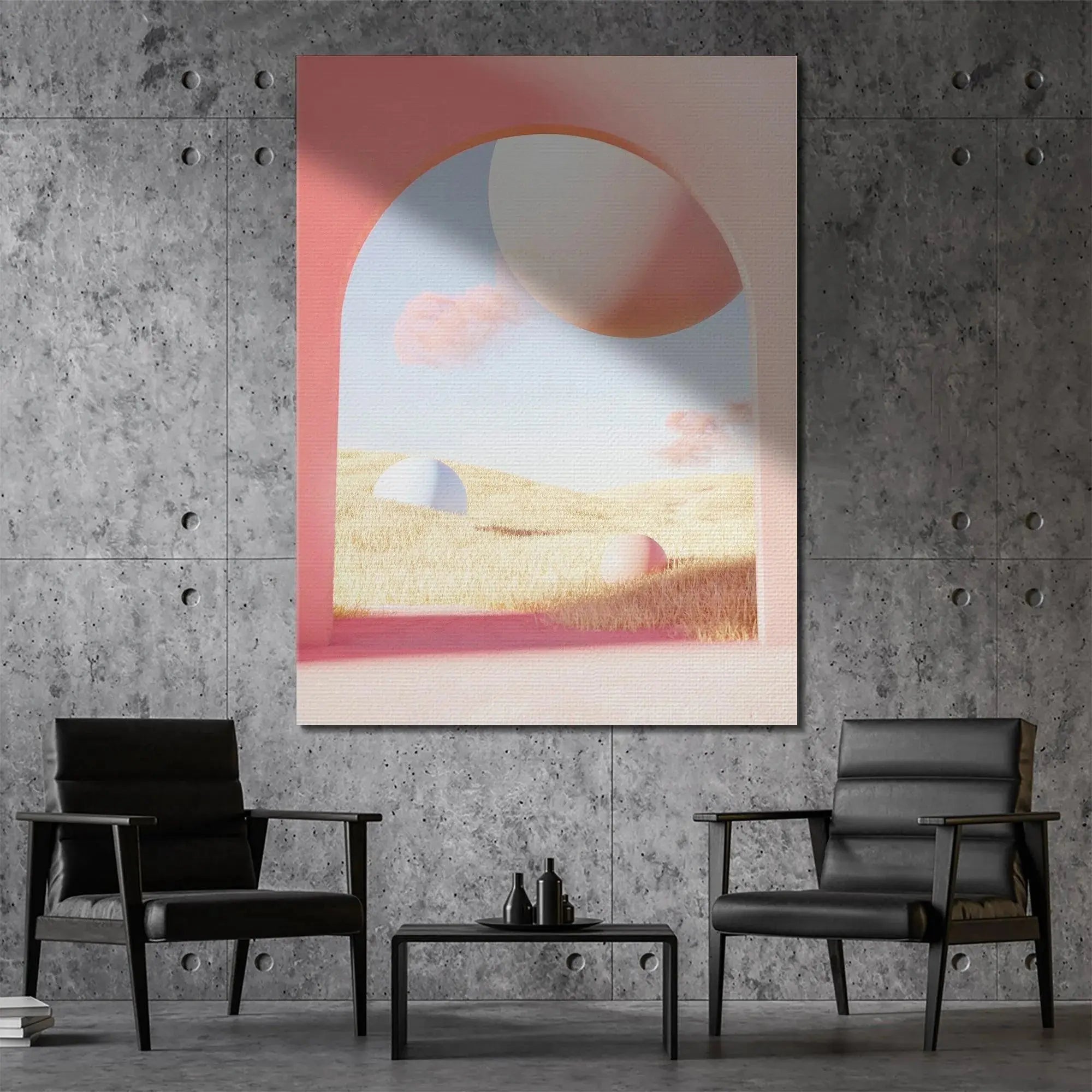 Minimalist geometric shapes and spheres defining the unique composition of Dario - Beginning art.