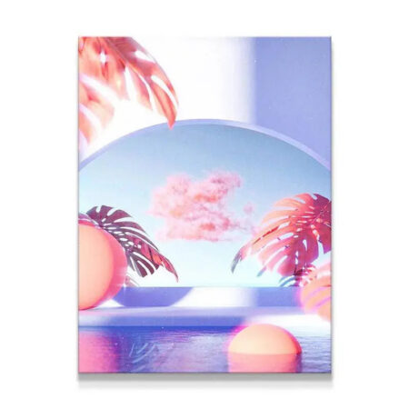 Dario- Paradise abstract art print featuring vaporwave aesthetic and neon reflections.