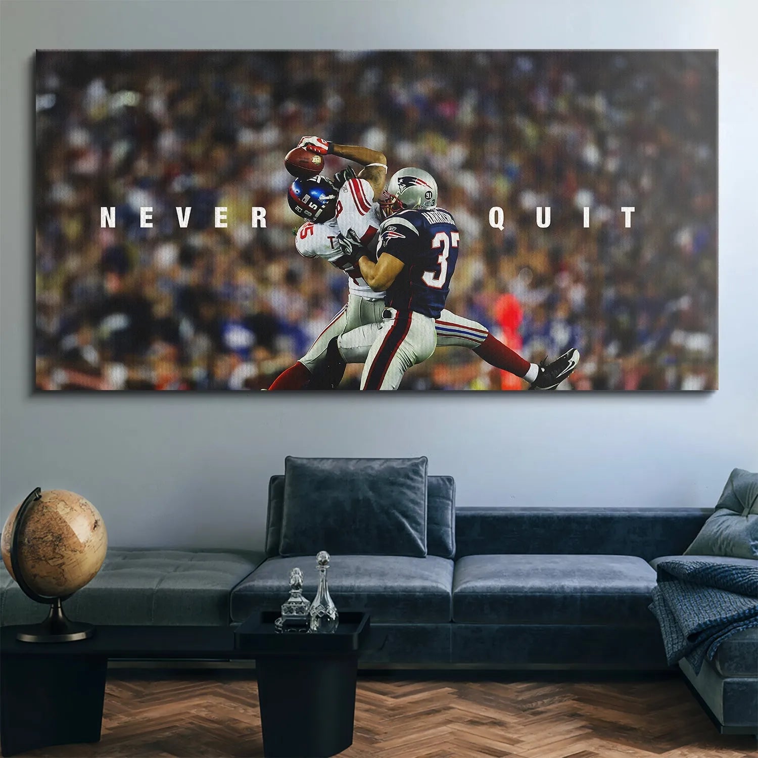 Low-angle perspective of David Tyree - Never Quit capturing the jump and defensive contact.