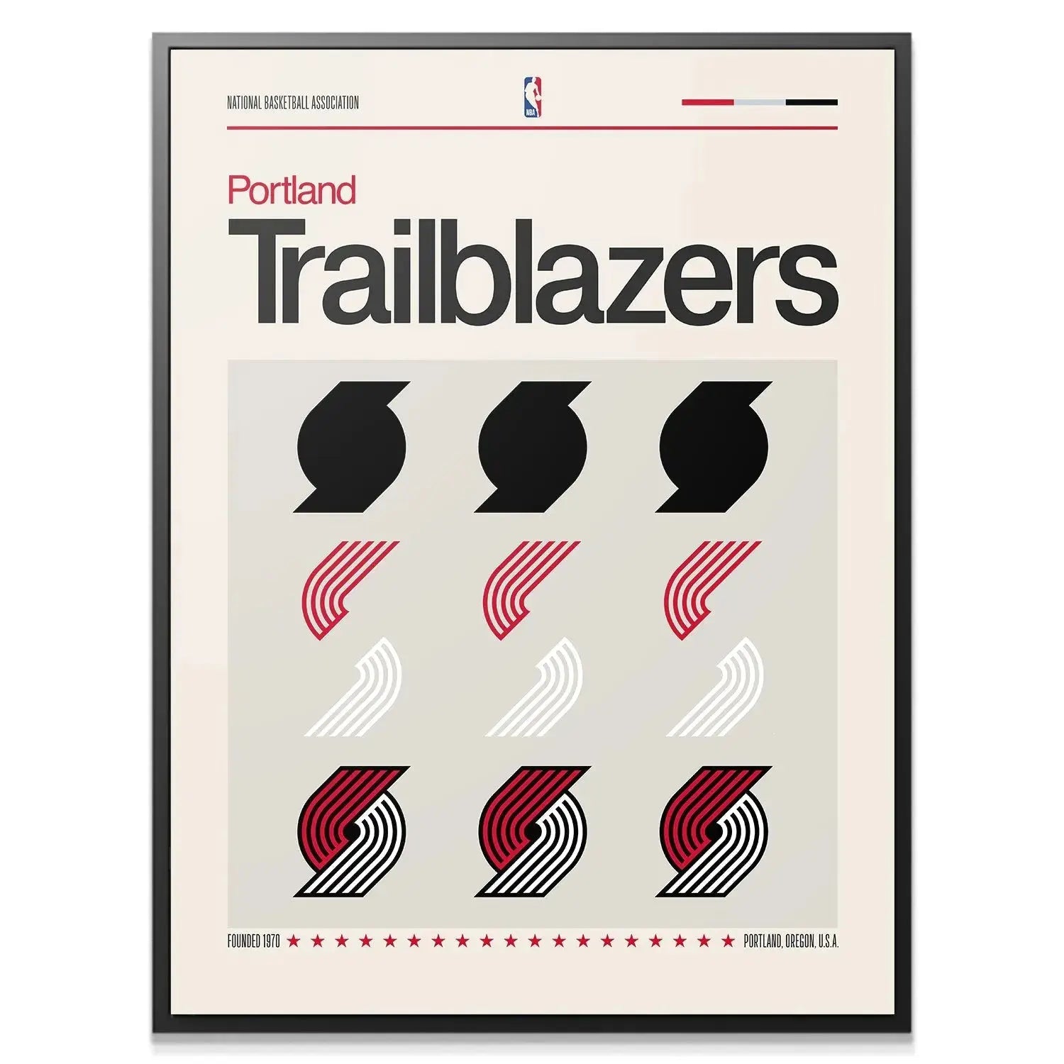Close-up on the foundational black component rows of the Deconstructed Logo - Blazers graphic