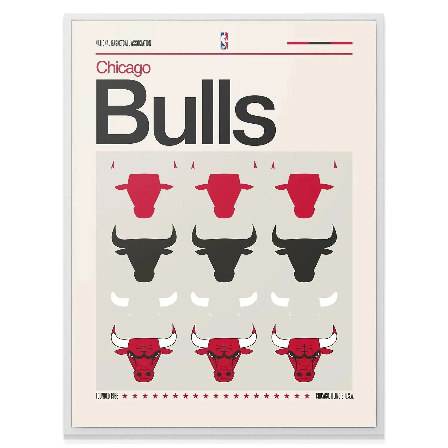 Overhead shot emphasizing the bold red and black color separation used throughout the Deconstructed Logo - Bulls print.
