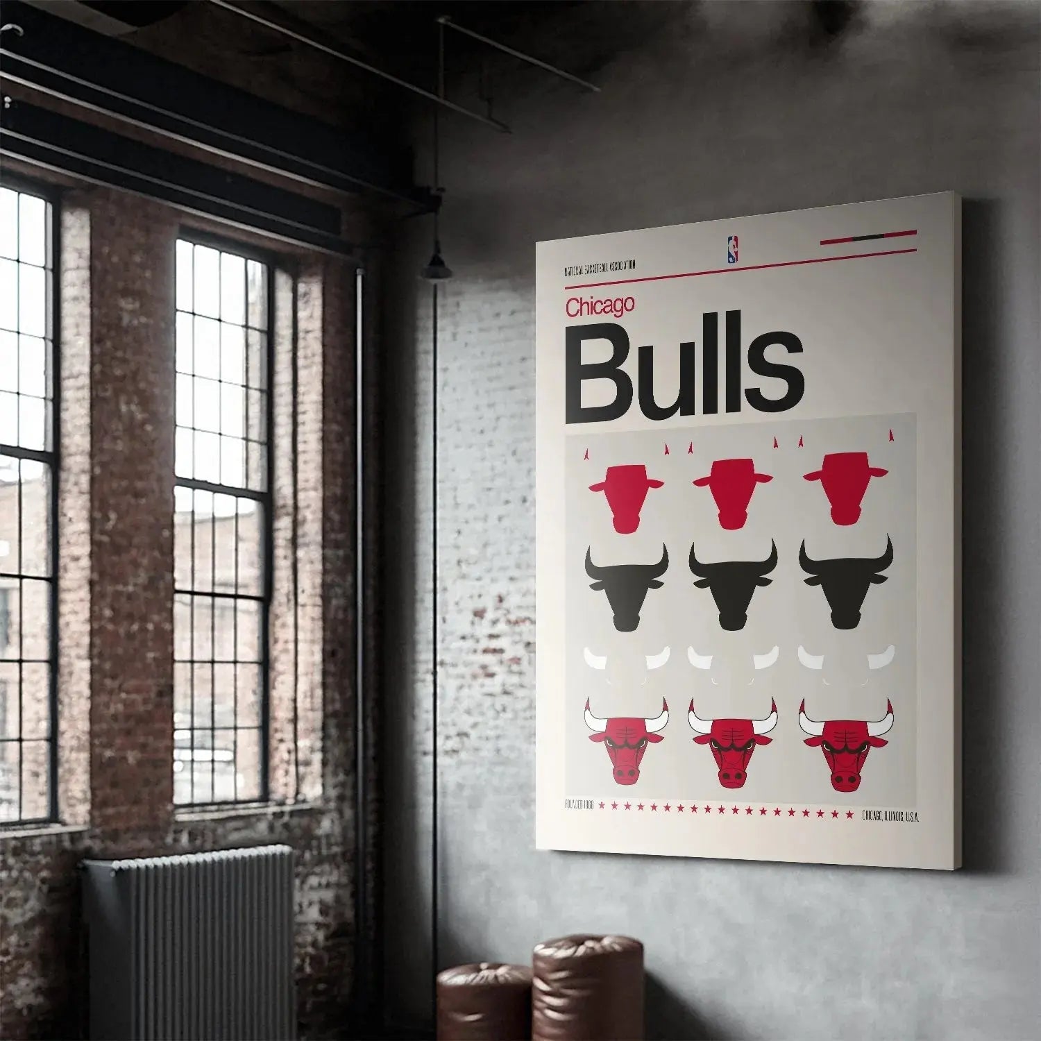 Texture detail showing the high-quality, matte finish of the paper used for the Deconstructed Logo - Bulls poster.