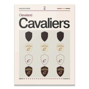 Full orthogonal view of the 'Deconstructed Logo - Cavaliers' print detailing all shield variations.