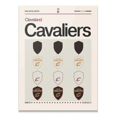 Full orthogonal view of the 'Deconstructed Logo - Cavaliers' print detailing all shield variations.