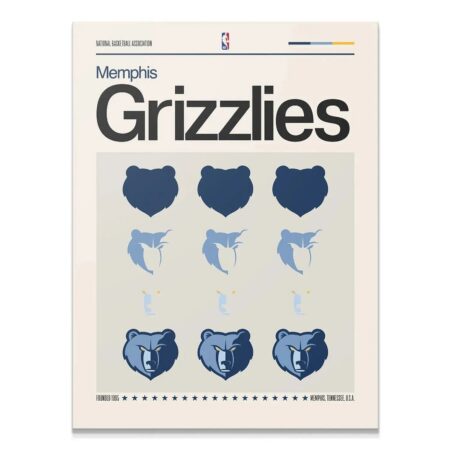 Full overhead view of the Deconstructed Logo - Grizzlies print hanging framed on a light grey wall.