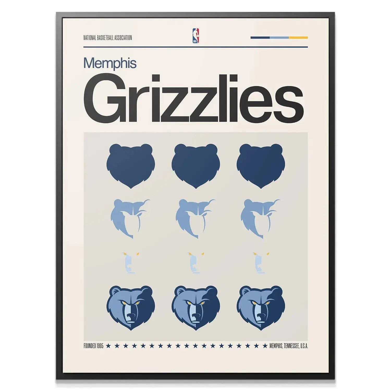 Close-up detail shot showing the textured matte paper finish of the Deconstructed Logo - Grizzlies artwork.