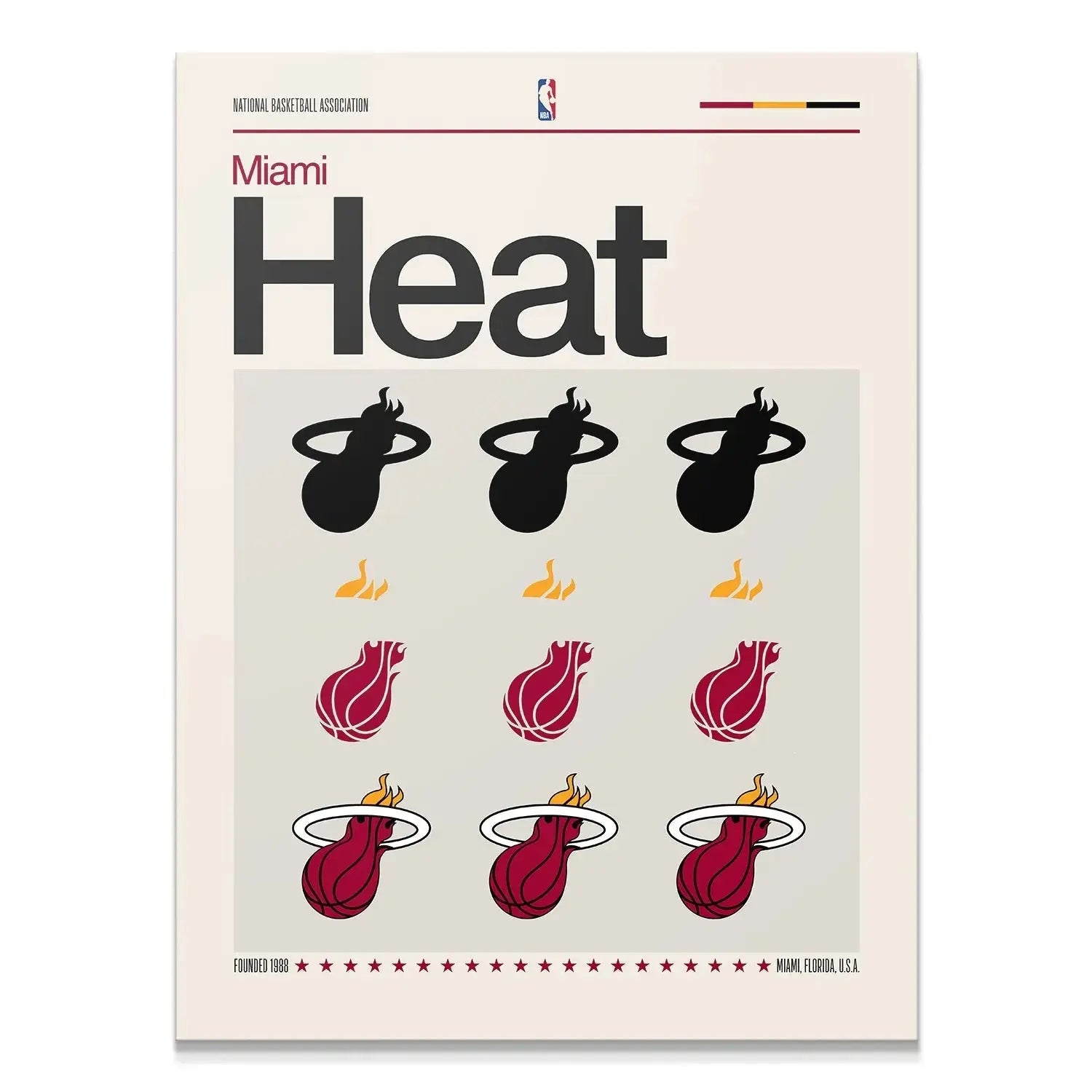 Full view of the 'Deconstructed Logo - Heat' poster showcasing nine distinct logo stages.