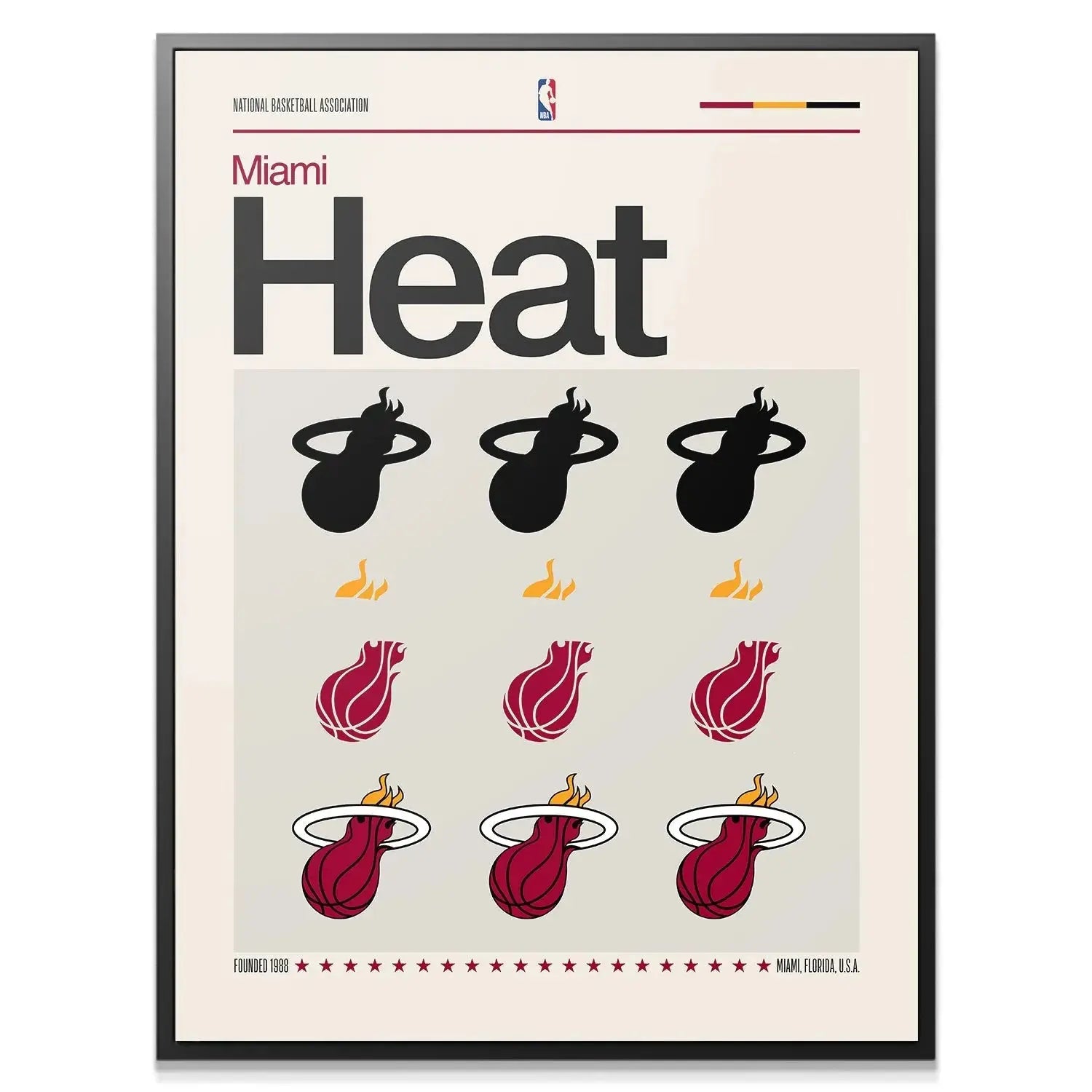Close-up of the bottom row of the 'Deconstructed Logo - Heat' showing the complete flaming basketball emblem.