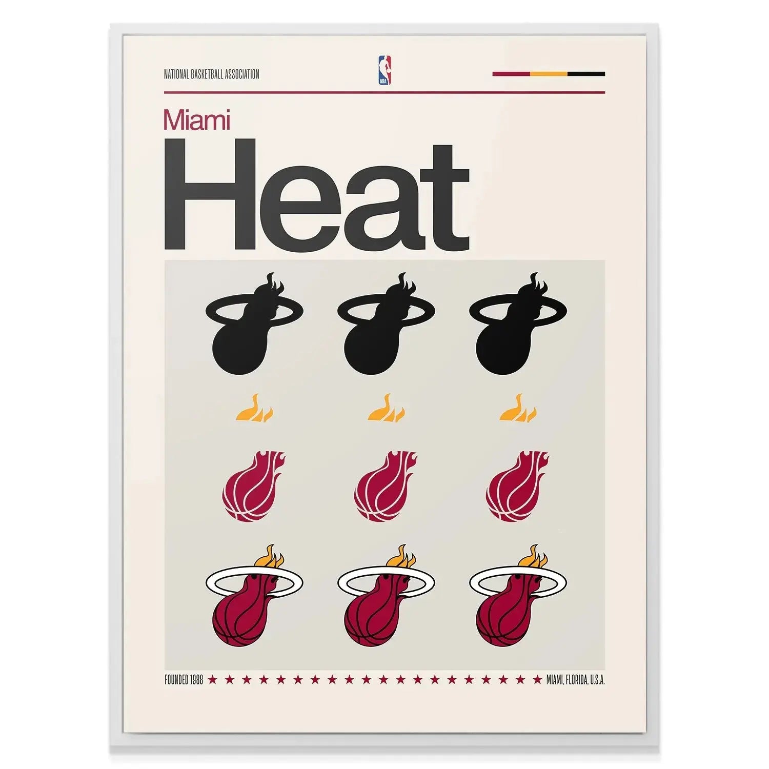 Top-down angle of the minimalist NBA 'Deconstructed Logo - Heat' print detailing the bold "Heat" text.