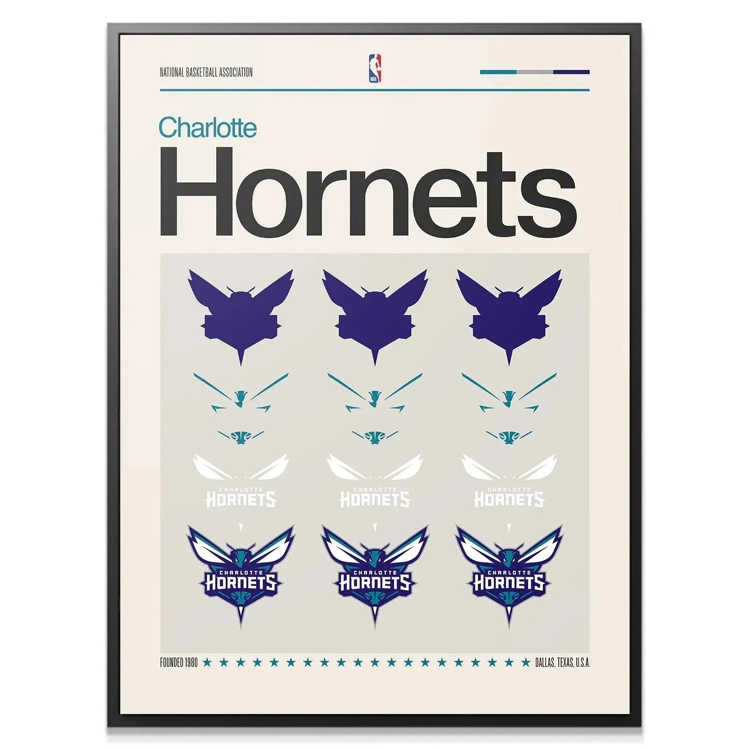 Close-up detail of the wing components in the Deconstructed Logo - Hornets poster design.