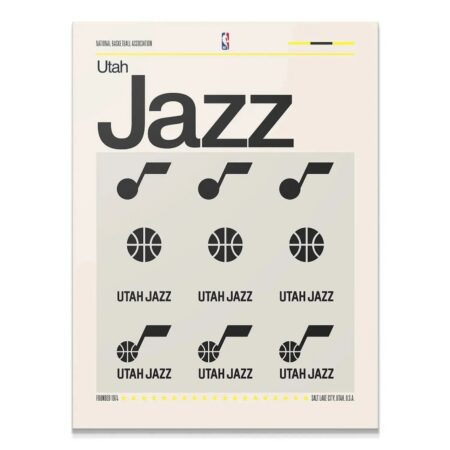Full view of the 'Deconstructed Logo - Jazz' minimalist poster art for the Utah Jazz.