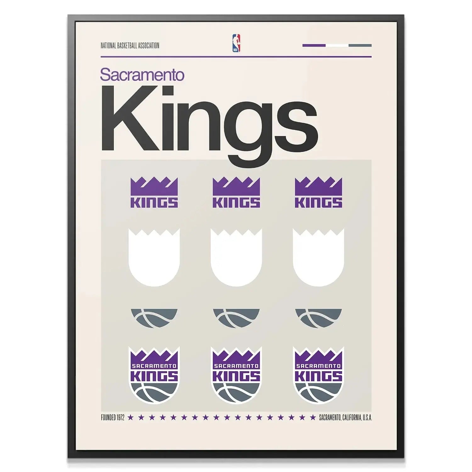 Full vertical view of the Sacramento Kings Deconstructed Logo - Kings poster illustrating the complete design layout.