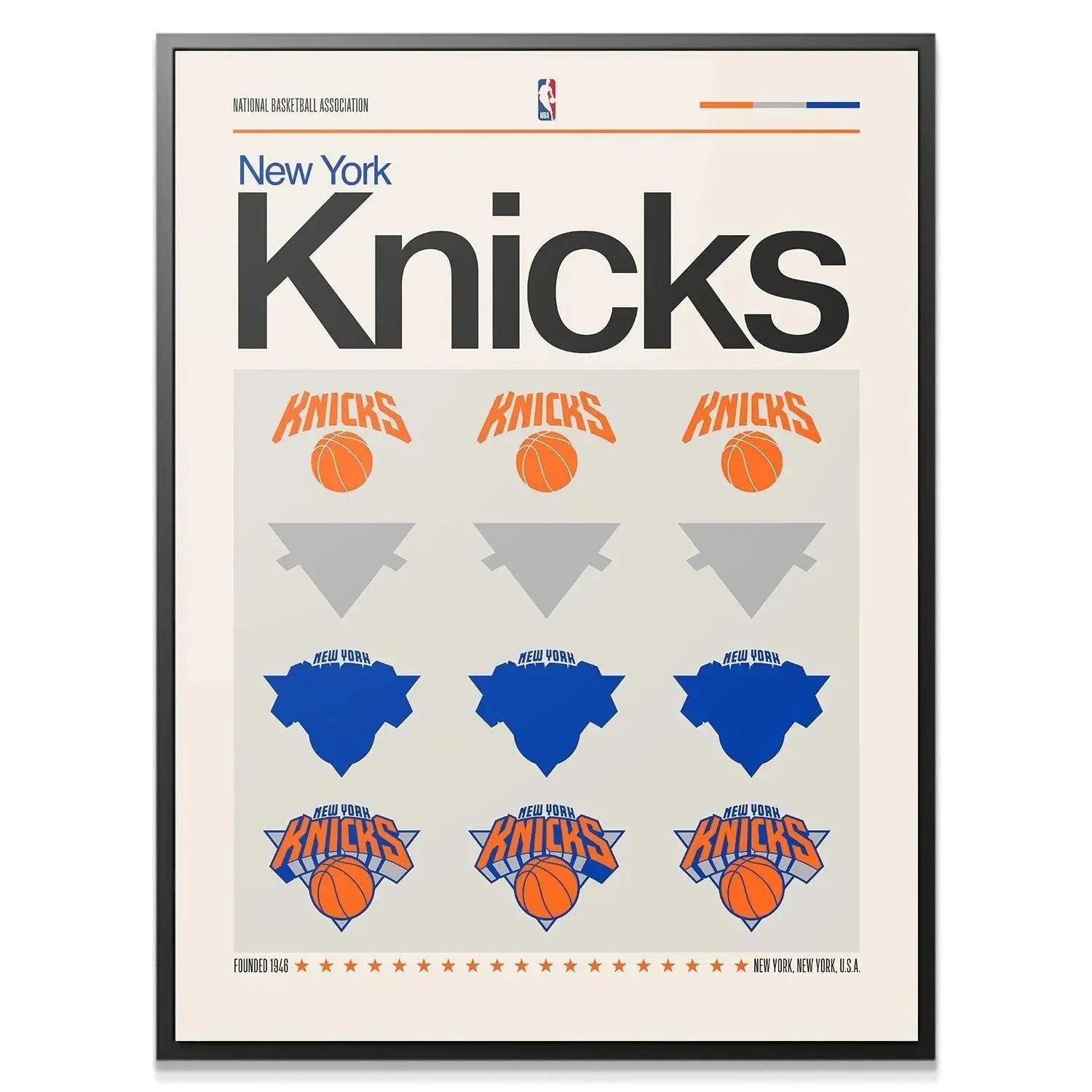Close-up detail showing the orange basketball graphic component of the Deconstructed Logo - Knicks artwork.