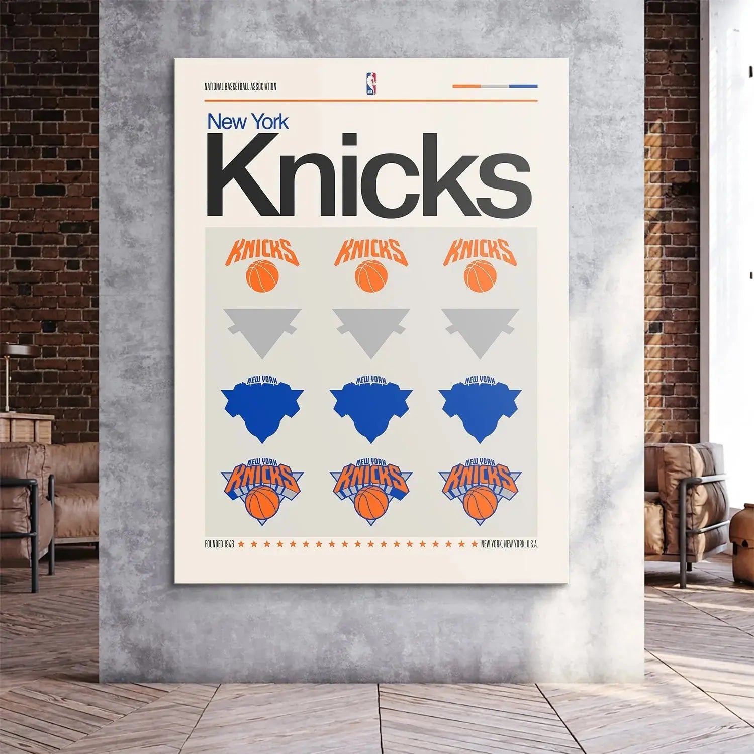 Texture simulation of the high-quality archival paper used for the Deconstructed Logo - Knicks poster.