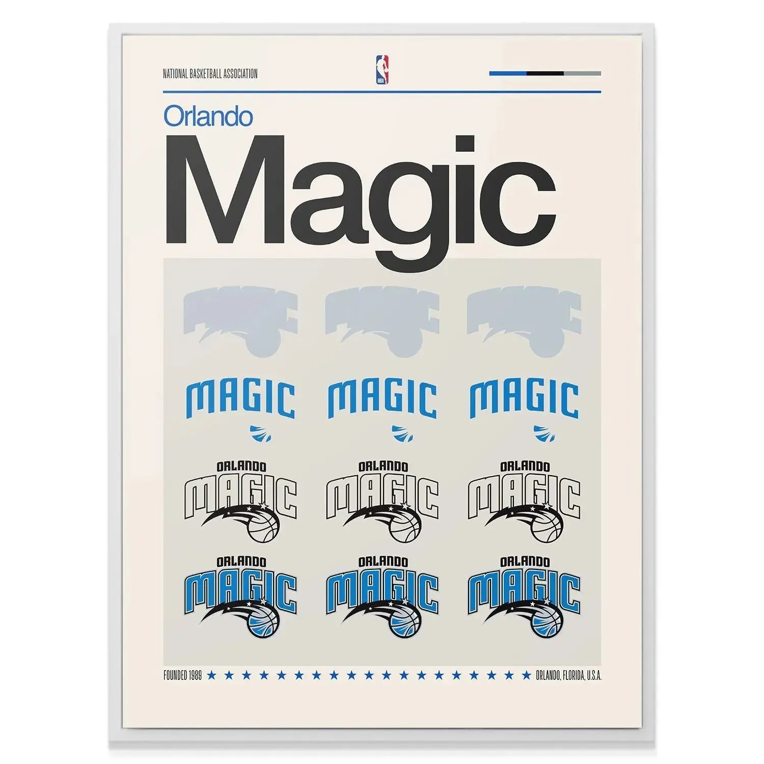 Detailed section showing the three ghosted light blue logo outlines within the Deconstructed Logo - Magic print.