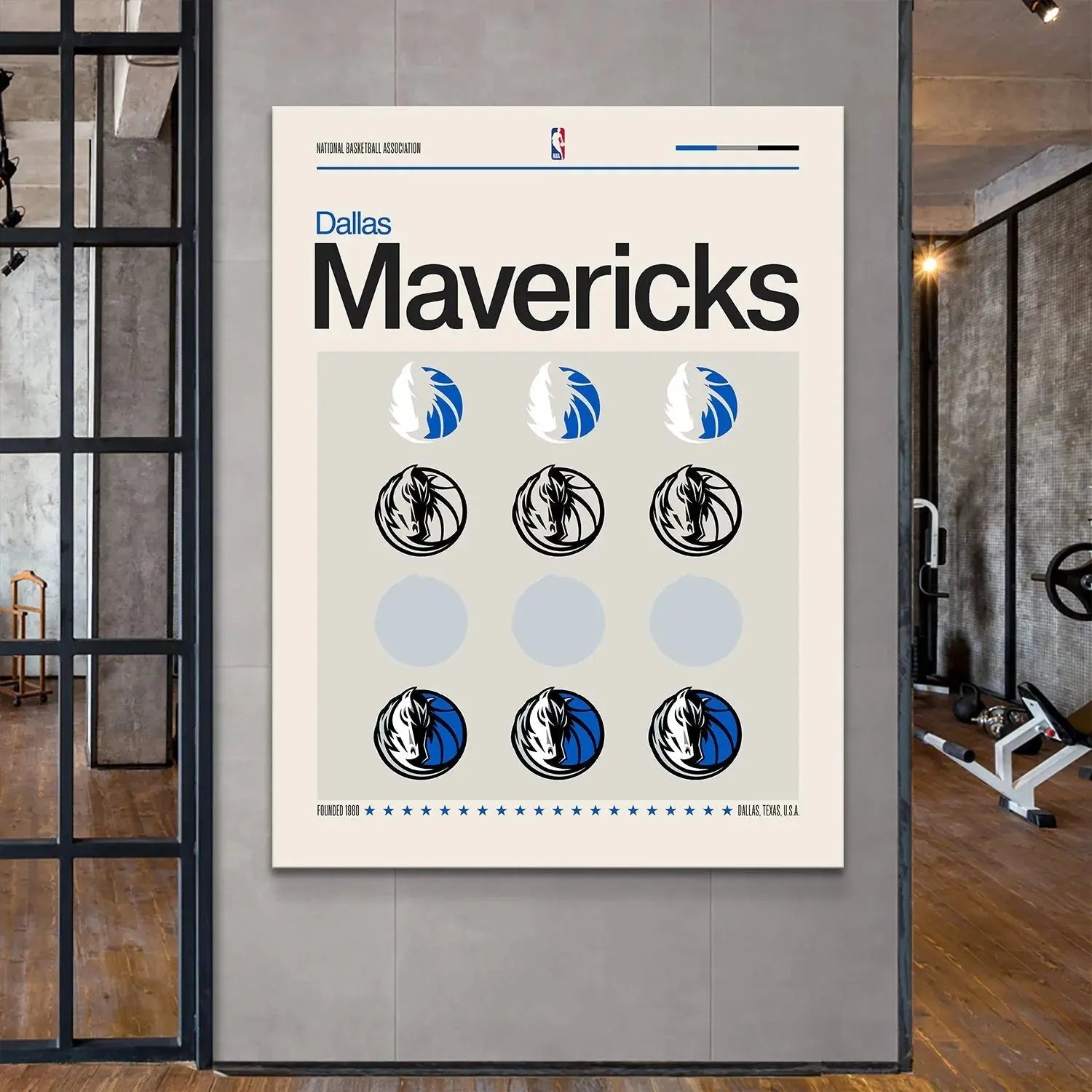 Overhead shot of the large format Deconstructed Logo - Mavericks print lying flat on a wooden surface for scale perception.